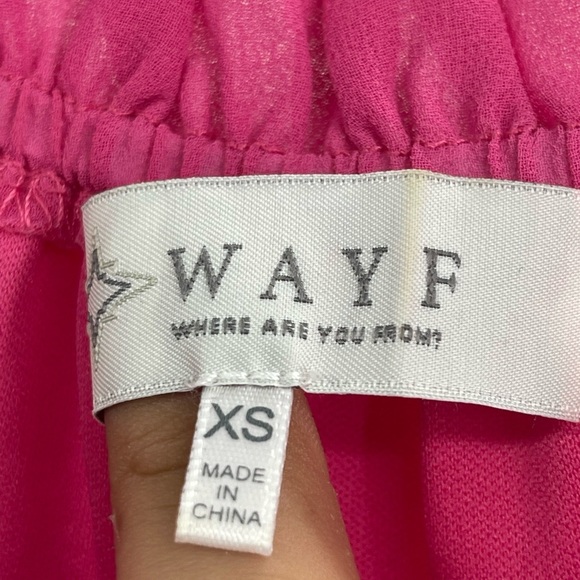 WAYF magenta long sleeve ruffle Polyester Boho Preppy peplum Blouse Size Xs - Picture 2 of 6